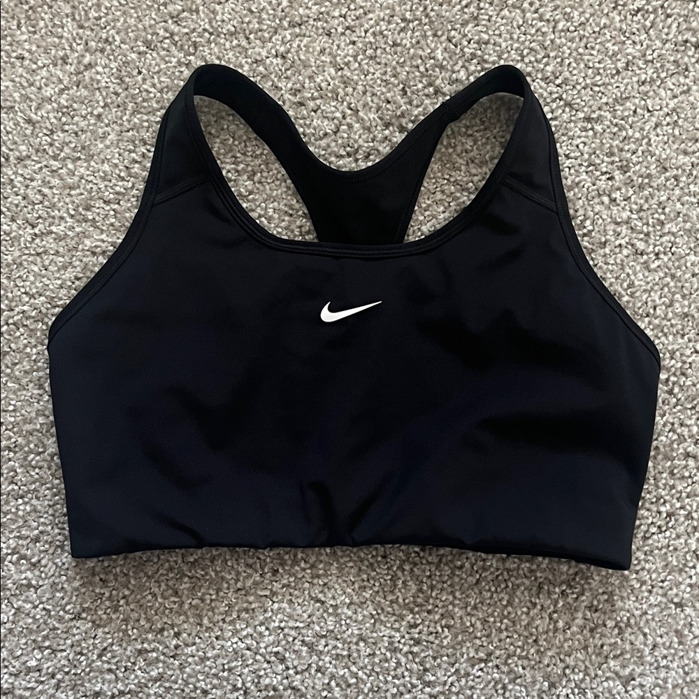 Nike Black Swoosh Medium Support Sports Bra Size XL
